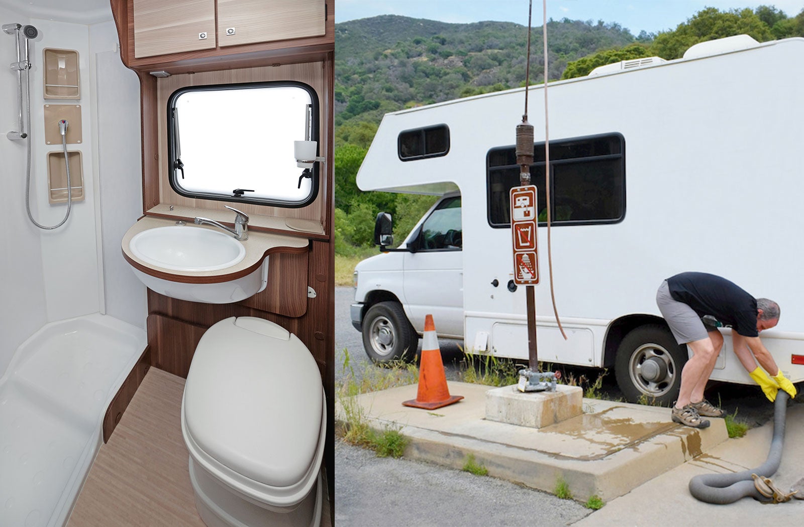Portable RV/camper toilet and holding tank setup in Eustis, Florida