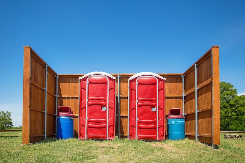 Short-term porta potty units staged for delivery in Eustis, Florida