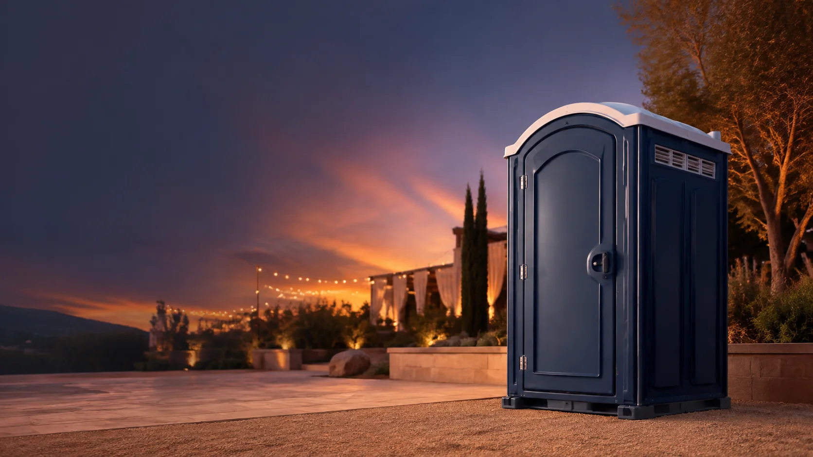 Portable restroom shown for rental planning in Eustis, FL