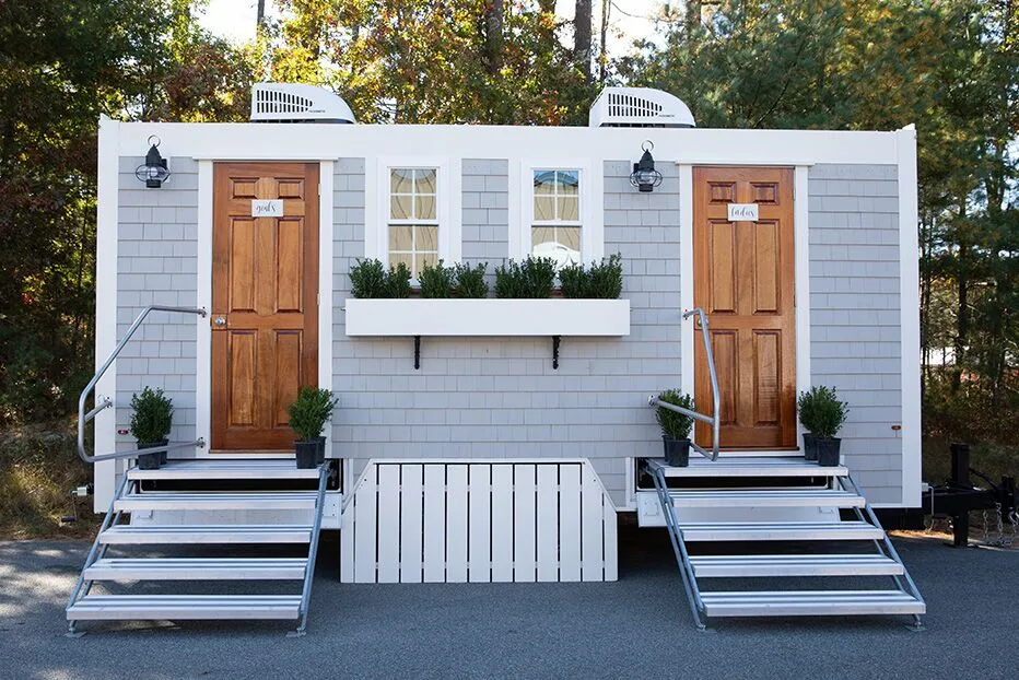 Wedding restroom units discretely staged at a venue in Eustis, Florida